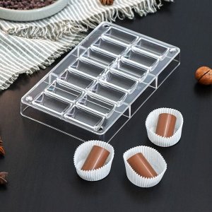 Форма для шоколада и конфет «Батончик», 14 ячеек, 20x12x2,5 см, ячейка 4?2,2?1,5 см