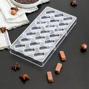 Форма для шоколада «Буэно», 21 ячейка, 27,5x13,5x2,5 см, ячейка 3,5x1,5x1 см