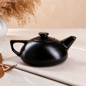 Чайник для заварки "Плоский", матовый, чёрный, керамика, 0.8 л