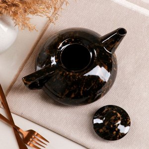 Чайник для заварки "Плоский", пенка, чёрный, керамика, 0.8 л
