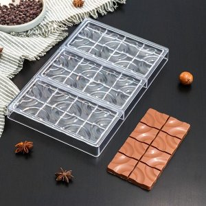 Форма для шоколада и конфет KONFINETTA «Плитка с колечками», 3 ячейки, 27,5x17,5x2,5 см, ячейка 15,3x7,5х0,8 см