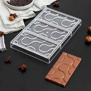 Форма для шоколада и конфет KONFINETTA «Симпл-димпл», 3 ячейки, 27,5x17,5x2,5 см, ячейка 15,3x7,5x0,8 см
