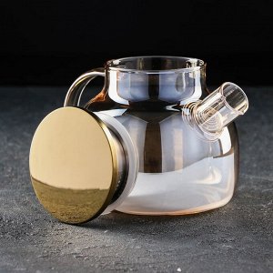 Чайник заварочный «Глори», 1 л, с металлическим ситом, цвет золотой