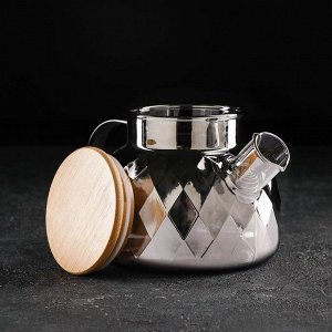 Чайник стеклянный заварочный «Круиз», 800 мл, с металлическим ситом, цвет серый