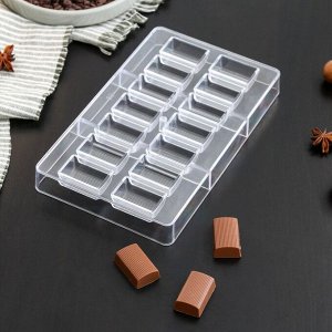 Форма для шоколада и конфет «Шоколатье», 14 ячеек, 20x12x2,5 см, ячейка 3,3x2,1x1,5 см