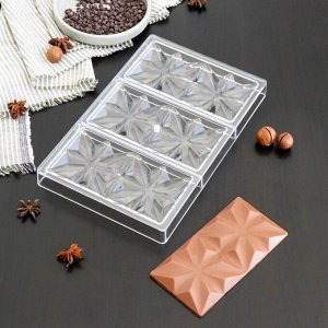 Форма для шоколада и конфет KONFINETTA «Зенит», 3 ячейки, 27,5x17,5x2,5 см, ячейка 15,3x7,5x0,8