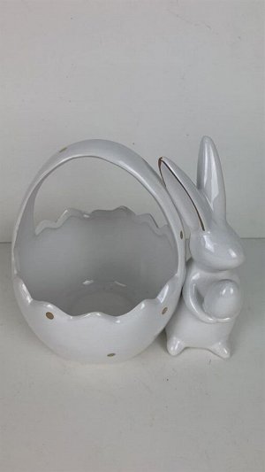 Конфетница 733-075 Кролик с лукошком 15*15*12см керамика