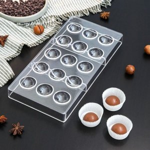 Форма для шоколада KONFINETTA «Полусфера», 28x14 см, 15 ячеек, цвет прозрачный