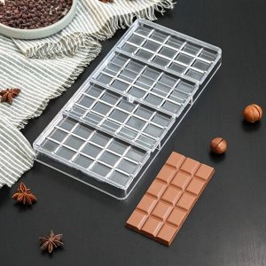 Форма для шоколада «Плитка», 33?16,5?3 см, 60 ячеек, цвет прозрачный