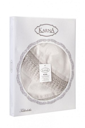 Скатерть "KARNA" KDK с гипюром круглая 160 Q см
