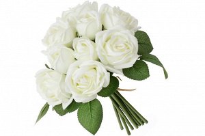 Цветы 103-116 Роза в букете  бел 25см пластик
