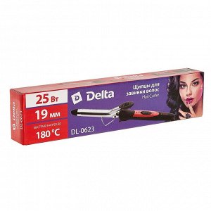 Щипцы для завивки волос 25 Вт, 19 мм  DL-0623 черные с красным