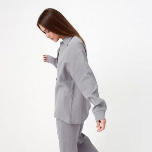 Пижама женская (рубашка и брюки) KAFTAN "Basic" размер 40-42, цвет серый