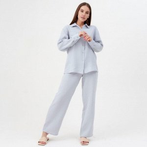Пижама женская (рубашка и брюки) KAFTAN "Basic" размер 40-42, цвет серо-голубой