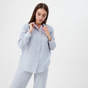 Пижама женская (рубашка и брюки) KAFTAN "Basic" размер, цвет серо-голубой