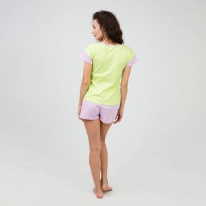 Костюм женский (футболка, шорты), цвет салатовый, размер 42