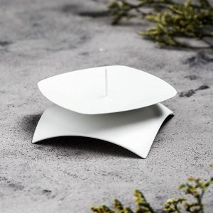 Подсвечник на 1 свечу «Кварта», металл, 9.5x3 см, белый