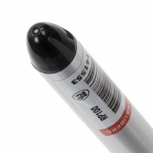 Ручка-роллер BRAUBERG "Control", ЧЕРНАЯ, корпус серебристый, узел 0,5 мм, линия письма 0,3 мм, 141553