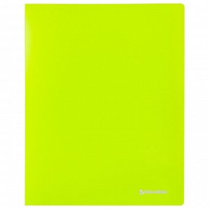 Папка на 2 кольцах BRAUBERG "Neon", 25 мм, внутренний карман, неоновая, зеленая, до 170 листов, 0,7 мм, 227456