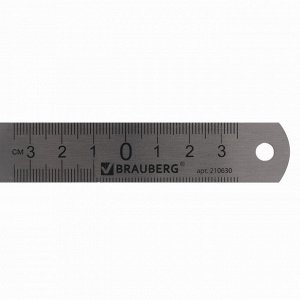 Нет Бренда Линейка металлическая 15 см, BRAUBERG, европодвес, 210630