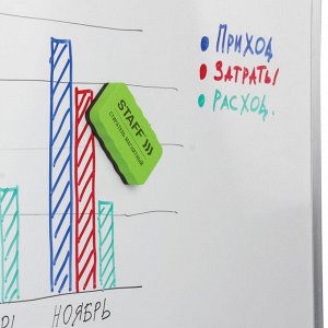 Стиратель магнитный для магнитно-маркерной доски (57х107 мм), упаковка с подвесом, STAFF &quot;Basic&quot;, 236750