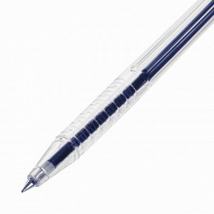 Ручка шариковая настольная BRAUBERG "Counter Pen", СИНЯЯ, пружинка, корпус серебристый, 0,5 мм, 143258