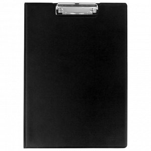 Папка-планшет STAFF, А4 (318х228 мм), с прижимом и крышкой, картон/ПВХ, ЧЕРНАЯ, 229557