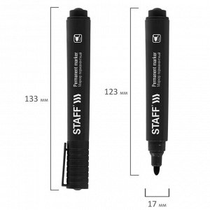 Маркер перманентный STAFF &quot;Basic Budget PM-125&quot;, ЧЕРНЫЙ, круглый наконечник 3 мм, 152174