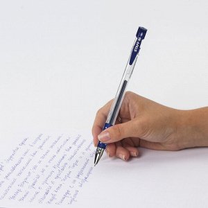 Ручка гелевая с грипом STAFF Basic Needle, СИНЯЯ, игольчатый узел 0,5 мм, линия письма 0,35 мм, 143678