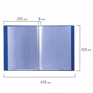 Папка 10 вкладышей BRAUBERG стандарт, синяя, 0,5 мм, 221591