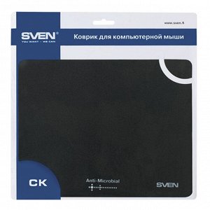 Коврик для мыши с бактерицидным покрытием SVEN CK, полипропилен, 240х190х1 мм, черный, SV-009861