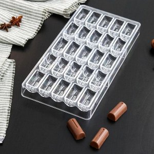 Форма для шоколада и конфет KONFINETTA «Батончик», 28x14x2,5 см, 25 ячеек, ячейка 1,8x3,9x1,5 см