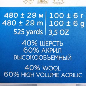 Пряжа "Ангорская тёплая" 40% шерсть, 60% акрил 480м/100гр (189 яр. оранжевый)