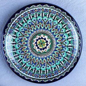 Ляган Риштанская Керамика "Узоры", 32 см, синий