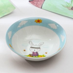 Набор детской посуды Доляна «Зайка», 3 предмета: кружка 230 мл, миска 400 мл, тарелка d=18 см