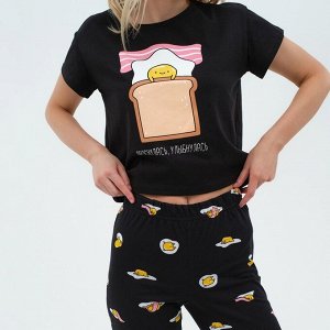 Пижама женская (футболка и брюки) KAFTAN Egg черный
