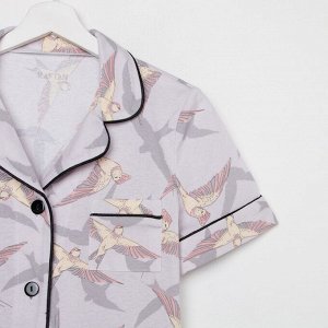 Пижама женская (рубашка и шорты) KAFTAN Birds, серый