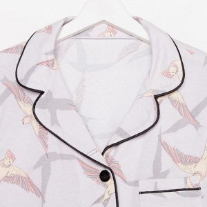 Пижама женская (рубашка и брюки) KAFTAN Birds серый