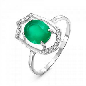 Серебряное кольцо с зеленым агатом - 711