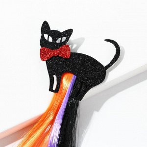 Цветная прядь для волос "Черный кот", 40 см, хэллоуин