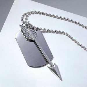 Кулон мужской "Жетон и стрела", цвет серебро