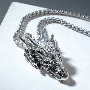 Кулон мужской "Дракон" пасть, цвет серебро