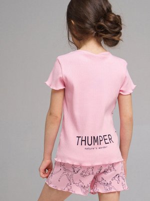 Комплект трикотажный для девочек: фуфайка (футболка), топ, шорты