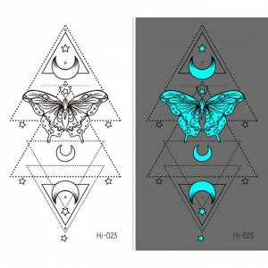 Татуировка на тело фосфорная "Геометрия. Бабочка и месяц" 10,5х6 см 7599366