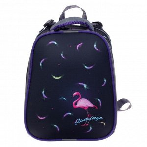 Рюкзак каркасный Stavia, 38 х 30 х 16 см, эргономичная спинка, "Фламинго мини", чёрный/розовый
