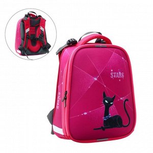 Рюкзак каркасный Stavia, 38 х 30 х 16 см, эргономичная спинка, "Чёрная кошка", розовый