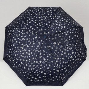 Зонт полуавтоматический «Stars», прорезиненная ручка. 3 сложения, 8 спиц, R = 49 см, цвет МИКС