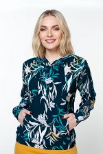 Блузка женская 4090-24/02/Темно-зеленый, белый