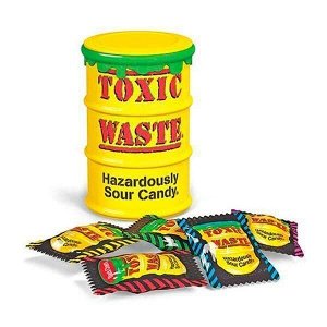 Кислые леденцы Toxic Waste Hazardously Sour Candy / Токсик вейст желтая бочка