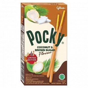Палочки Pocky coconut & brown sugar / Палочки Покки со вкусом кокоса и тростникового сахара 37гр